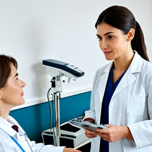Home 20 **
"A dermatologist's office interior, showing a consultation area with a female patient and a female doctor in a lab coat, discussing skincare options. Focus on the professional setting with medical equipment subtly visible in the background. The patient is fully clothed in modest attire, and the doctor is in professional dress. Safe for work, appropriate content, perfect anatomy, natural proportions, well-lit, high-quality rendering, professional."
**