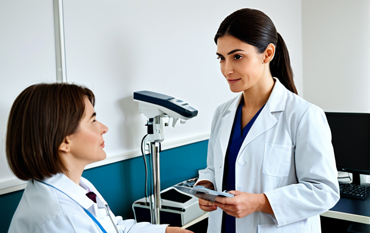 **

"A dermatologist's office interior, showing a consultation area with a female patient and a female doctor in a lab coat, discussing skincare options. Focus on the professional setting with medical equipment subtly visible in the background. The patient is fully clothed in modest attire, and the doctor is in professional dress.  Safe for work, appropriate content, perfect anatomy, natural proportions, well-lit, high-quality rendering, professional."

**
