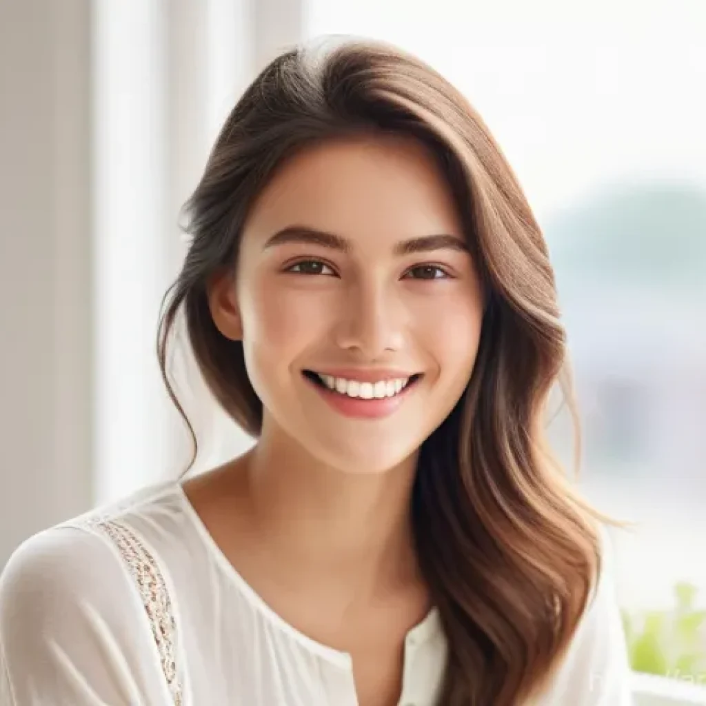 피부관리와 연령별 추천 - **"A vibrant and confident young woman in her early twenties, with a fresh, dewy, and clear complexi...