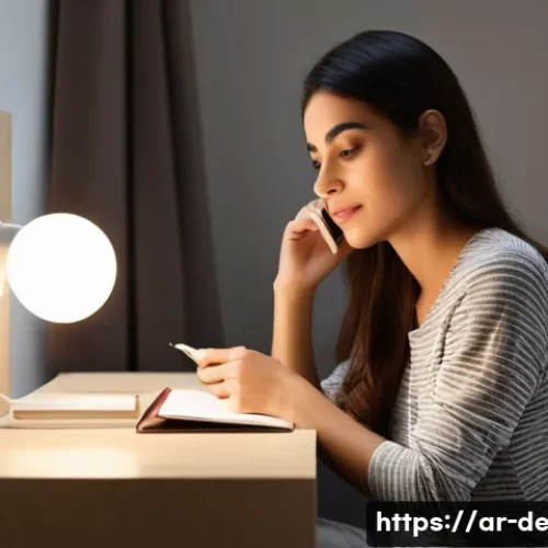 피부과 방문 전 준비 - **Prompt:** A thoughtful Arab woman in her early thirties is meticulously organizing her skincare pr...